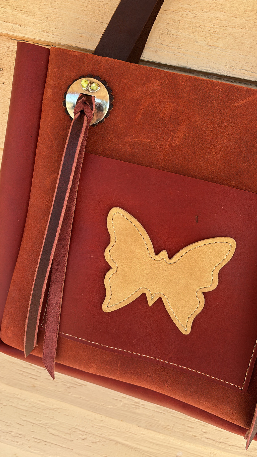 RED BROWN PALOMINO BUTTERFLY TOTE