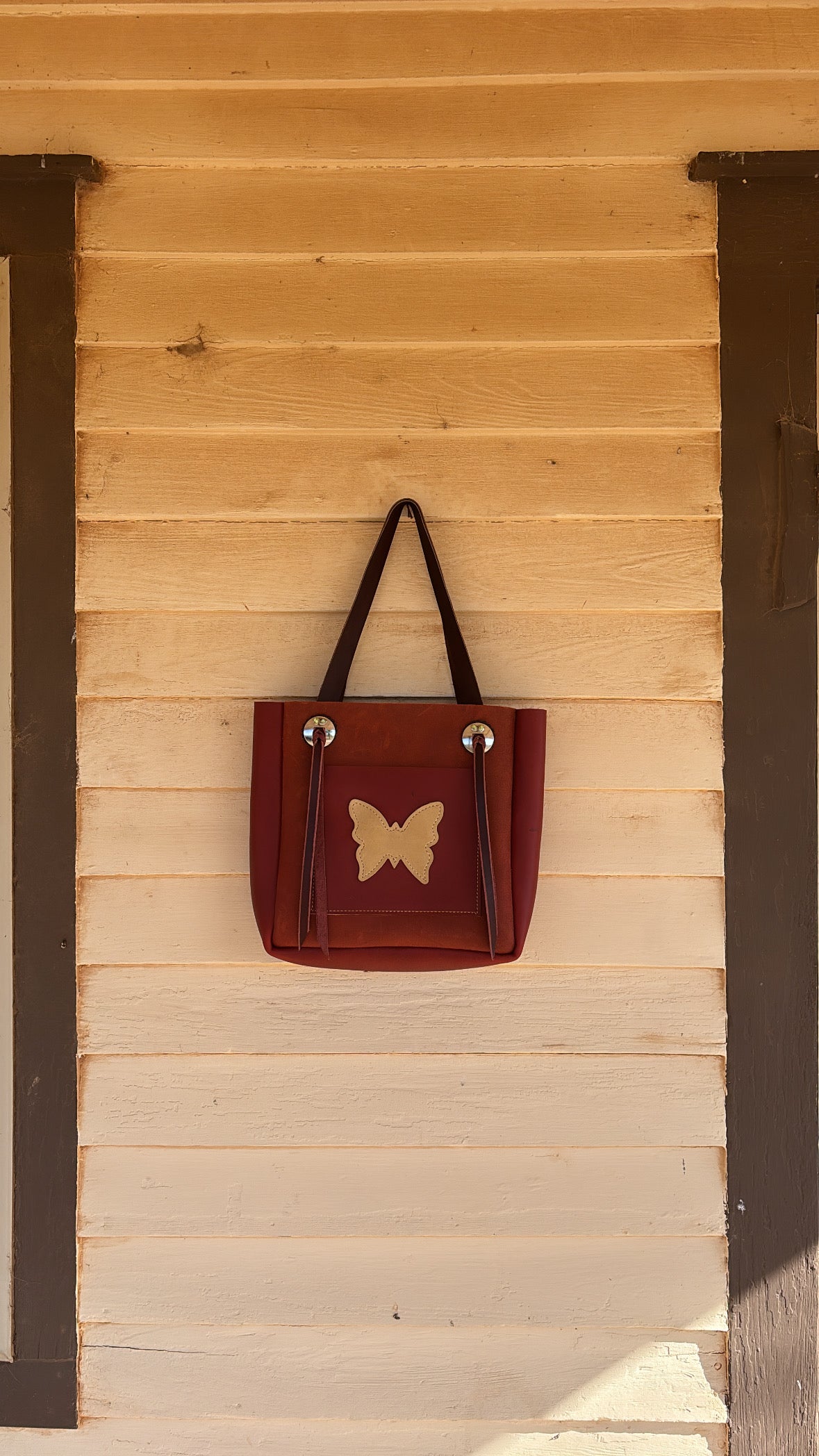 RED BROWN PALOMINO BUTTERFLY TOTE